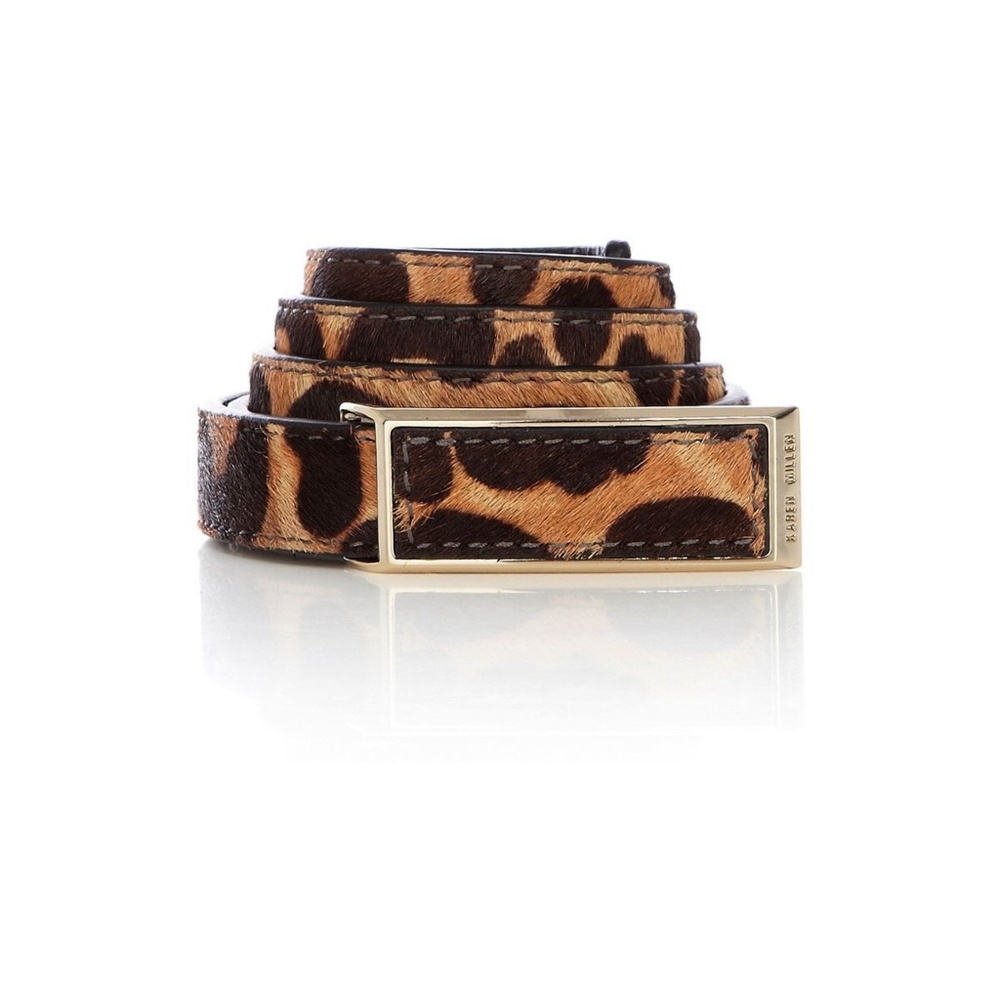Karen Millen Skinny 3/4” Leopard Print Haired Belt Size 1/Small S